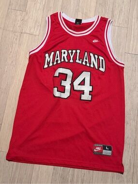 Len Bais Nike Red Maryland Basketball Jersey with White Accents #34